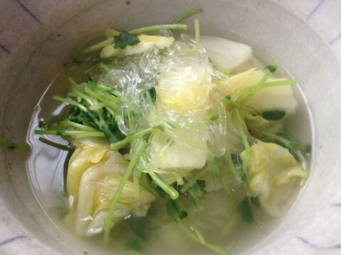 夜食や軽食に最適！春雨と残り野菜のあったかスープ